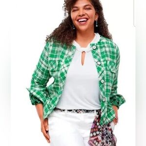 Cabi Library Jacket #5653 Green White Black Plaid Was $184 new